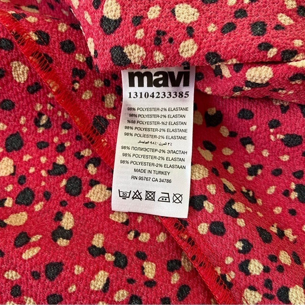 Mavi Redwrap dress V neck floral long sleeves spring tan white contemporary smal - Picture 6 of 15
